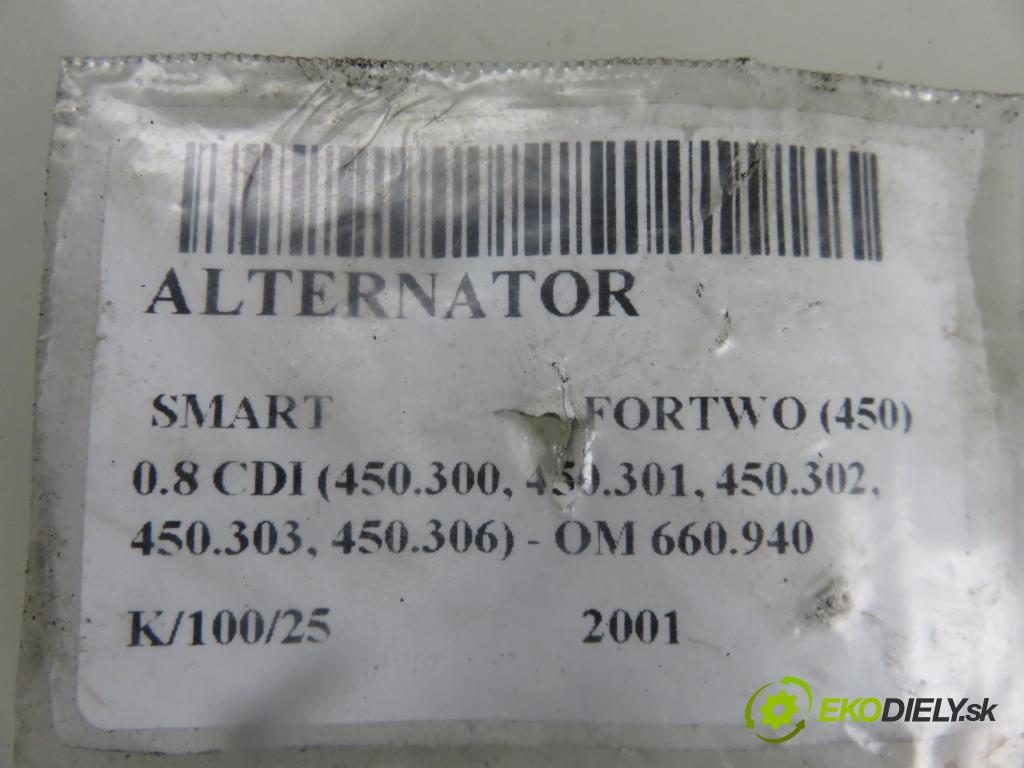 SMART CITY-COUPE (450) HB 2001 30,00 0.8 CDI R3 41 - OM 660.940 799,00 Alternátor 0111548002 ; 0124225020 (Alternátory)