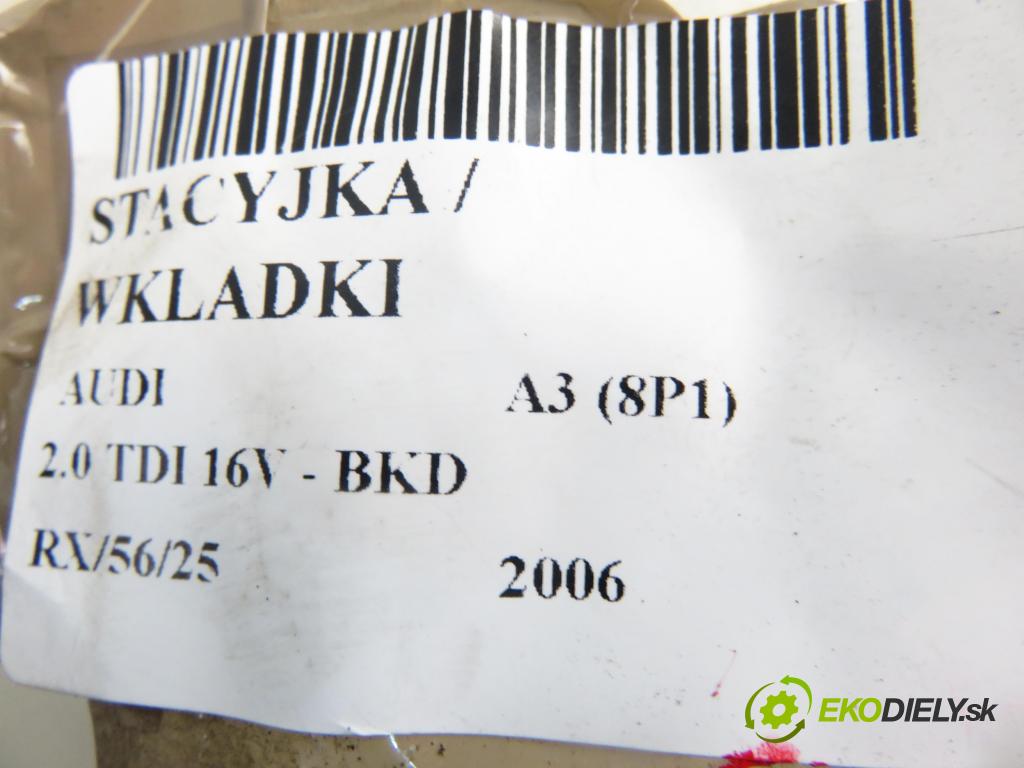 AUDI A3 (8P1) HB 2006 103,00 2.0 TDI PD 16V 140 1968,00 spinačka 1K0905851B ; 1K0905865 (Spínacie skrinky a kľúče)