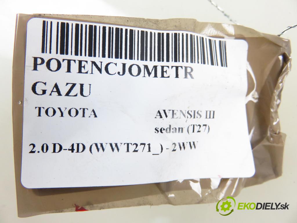 TOYOTA AVENSIS sedan (_T27_) SEDAN 2016 105,00 2.0 D-4D (WWT271_) - 2WW 1995,00 Potenciometer plynu 7811005040 (Pedále)
