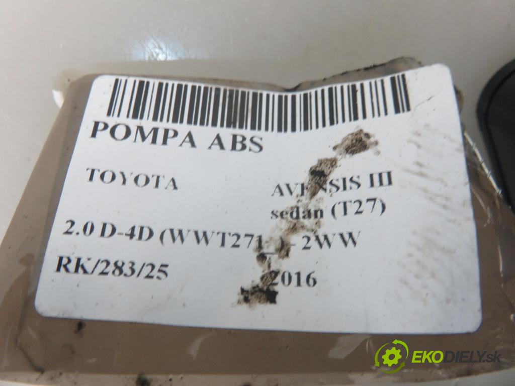 TOYOTA AVENSIS sedan (_T27_) SEDAN 2016 105,00 2.0 D-4D (WWT271_) - 2WW 1995,00 Pumpa ABS 2265106455 ; 0265956309 (Pumpy ABS)