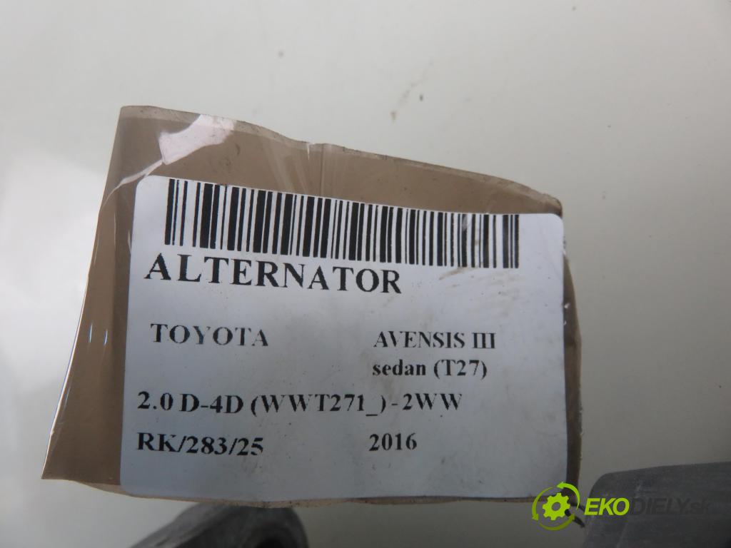 TOYOTA AVENSIS sedan (_T27_) SEDAN 2016 105,00 2.0 D-4D (WWT271_) - 2WW 1995,00 Alternátor TG15C200 ; 2619890B (Alternátory)