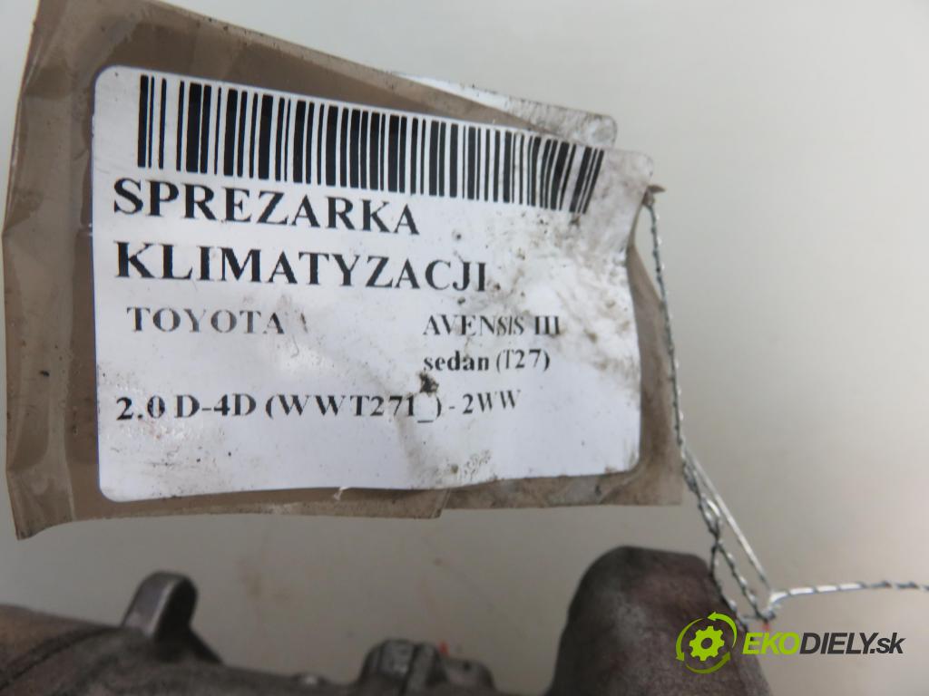 TOYOTA AVENSIS sedan (_T27_) SEDAN 2016 105,00 2.0 D-4D (WWT271_) - 2WW 1995,00 KOMPRESOR: klimatizácie 4472500852 (Kompresory klimatizácie)