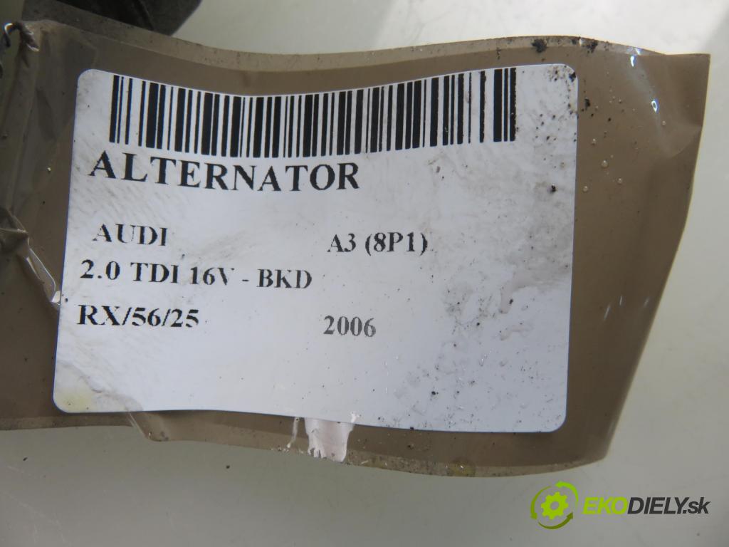AUDI A3 (8P1) HB 2006 103,00 2.0 TDI PD 16V 140 1968,00 Alternátor 06F903023F ; 0124525091 (Alternátory)