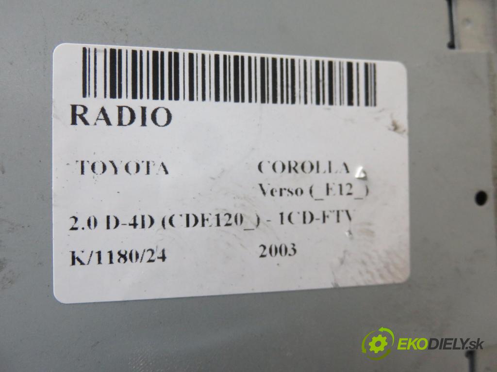 TOYOTA COROLLA Verso (_E12_) MINIVAN 2003 66,00 2.0 D-4D (CDE120_) - 1CD-FTV 1995,00 RADIO CD 8612013060