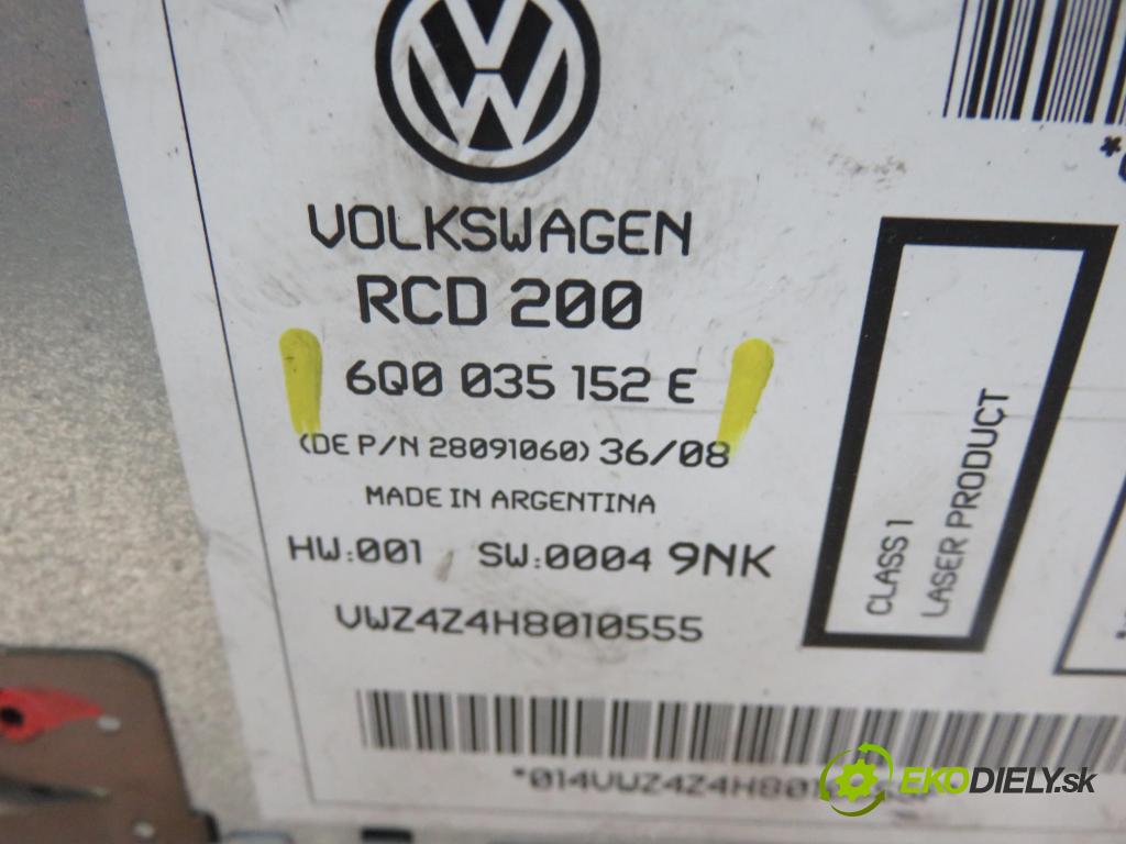 VW POLO (9N_) HB 2009 59,00 1.4 TDI - BMS 1422,00 RADIO CD 6Q0035152E