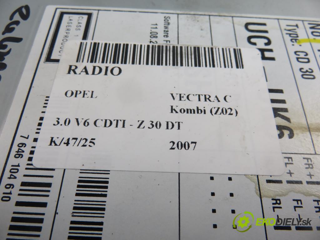 OPEL VECTRA C Kombi (Z02) KOMBI 2007 135,00 3.0 V6 CDTI - Z 30 DT 2959,00 RADIO CD 13233929 ; 24461295