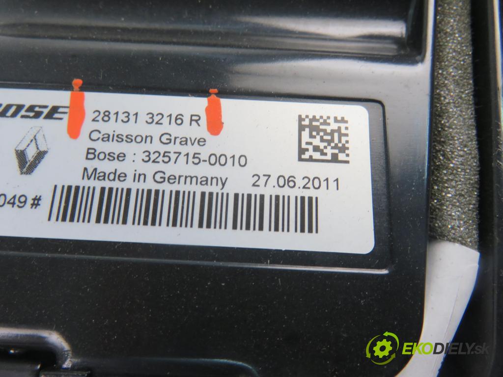 RENAULT MEGANE III liftback (BZ0/1_) HB 2011 96,00 1.9 dCi (BZ0N, BZ0J) - F9Q 870 1870,00 subwoofer 281313216R (Audio zariadenia)