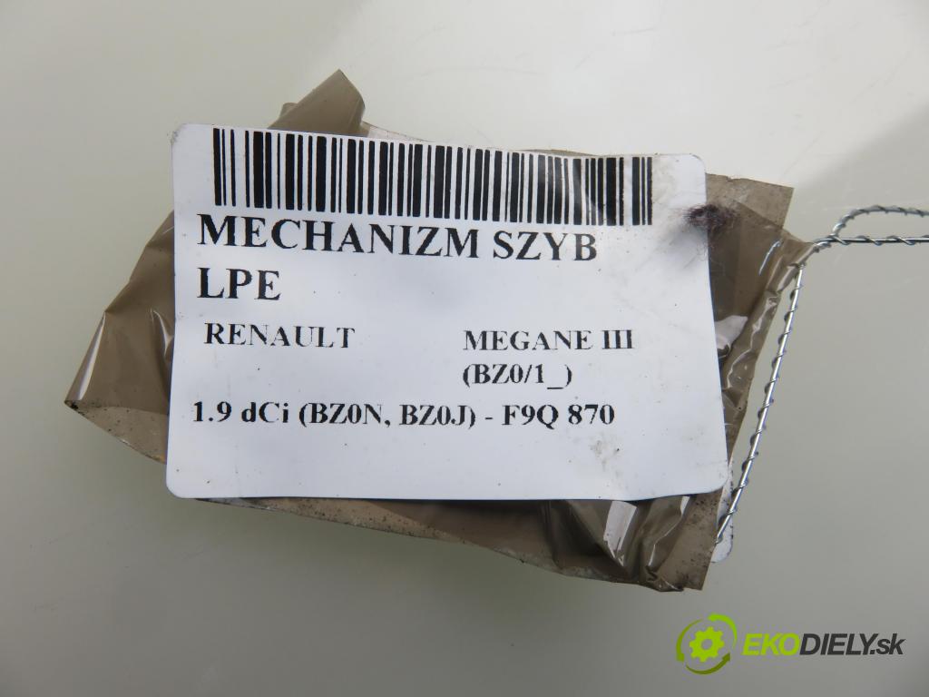 RENAULT MEGANE III liftback (BZ0/1_) HB 2011 96,00 1.9 dCi (BZ0N, BZ0J) - F9Q 870 1870,00 mechanismus oken 807210002R ; 966315200