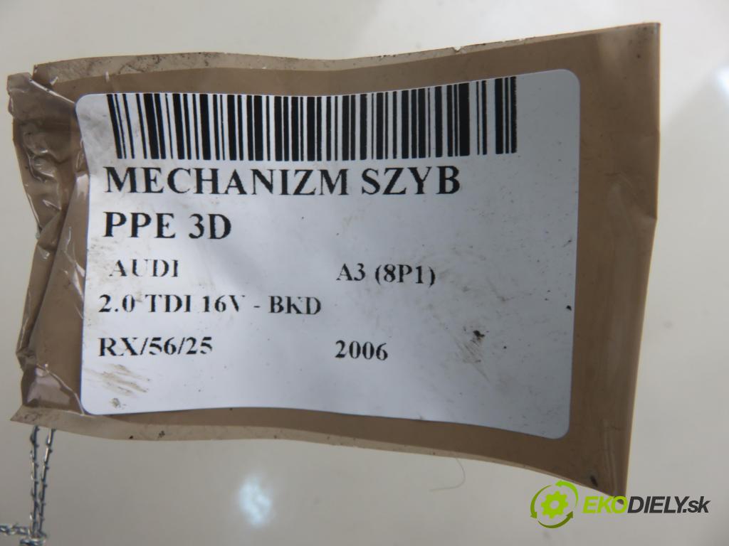 AUDI A3 (8P1) HB 2006 103,00 2.0 TDI PD 16V 140 1968,00 mechanismus oken PPE 3D 8P0959802D