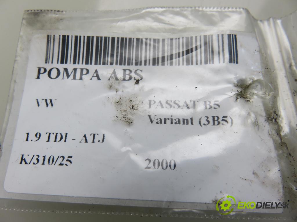 VW PASSAT B5 Variant (3B5) KOMBI 2000 85,00 1.9 TDI - ATJ 1896,00 Pumpa ABS 8E0614111T ; 0265202401 (Pumpy ABS)