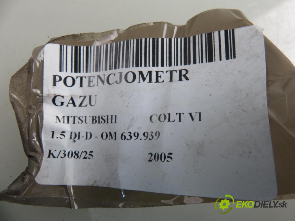 MITSUBISHI COLT VI (Z3_A, Z2_A) HB 2005 70,00 1.5 DI-D 95 R3 - OM 639.939 1493,00 Potenciometer plynu A4543000304 ; 6PV00886600 ; MN125792 (Pedál)