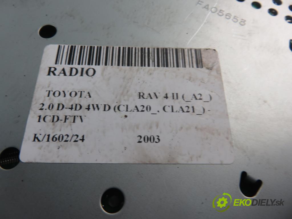 TOYOTA RAV 4 II (_A2_) SUV 2003 85,00 2.0 D-4D 4WD 116 - 1CD-FTV 1995,00 RADIO CD 8612042061