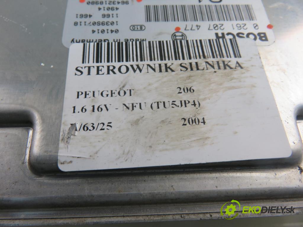 PEUGEOT 206 liftback (2A/C) HB 2004 80,00 1.6 16V - NFU (TU5JP4) 1587,00 Riadiaca jednotka Motor 0261207477 ; 9657499980 ; 9643218980