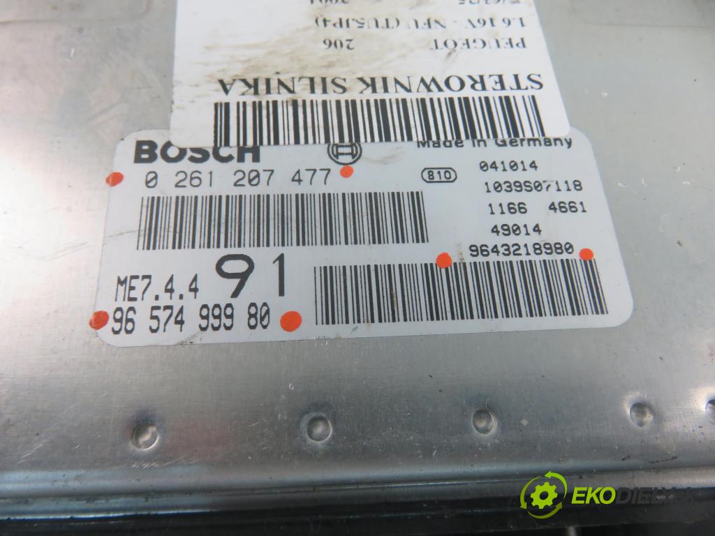 PEUGEOT 206 liftback (2A/C) HB 2004 80,00 1.6 16V - NFU (TU5JP4) 1587,00 Riadiaca jednotka Motor 0261207477 ; 9657499980 ; 9643218980