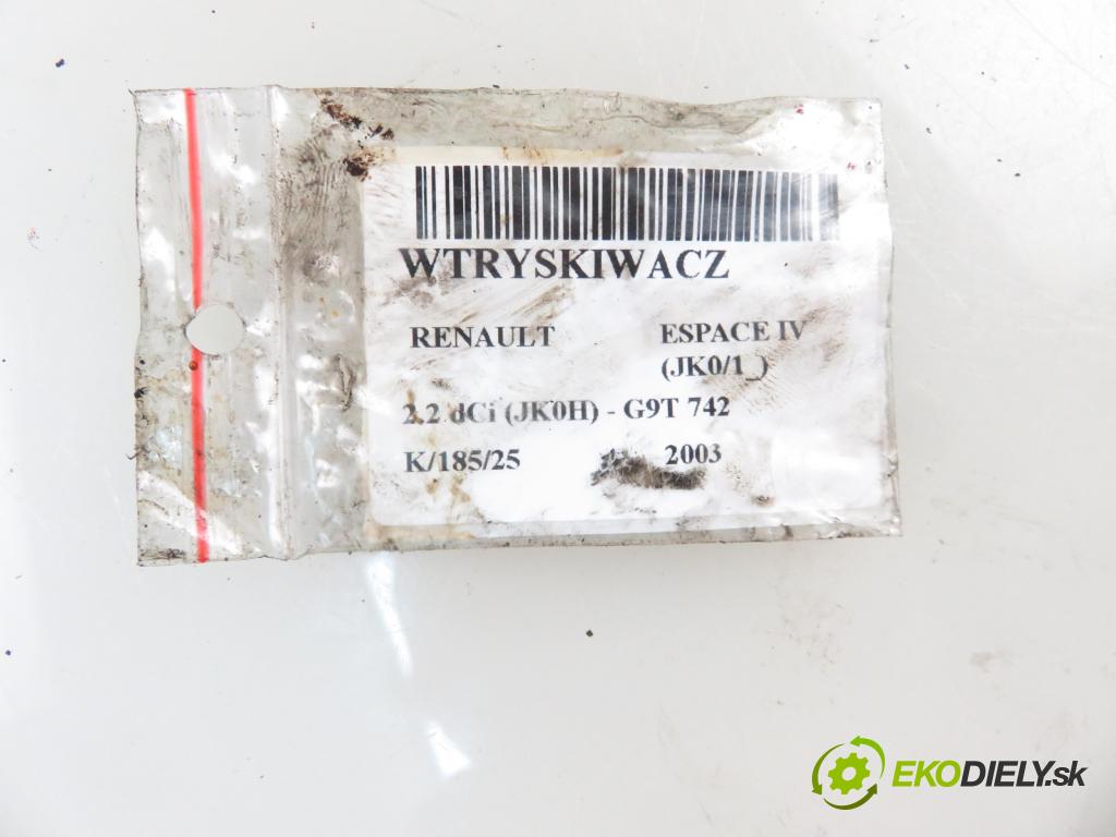 RENAULT ESPACE IV (JK0/1_) MINIVAN 2003 110,00 2.2 dCi (JK0H) 150 - G9T 742 2188,00 vstrekovač 8200936736 ; 0445110084 (Vstrekovače)