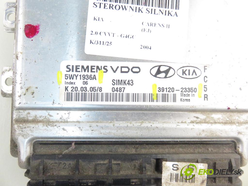 KIA CARENS II (FJ) MINIVAN 2004 102,00 2.0 CVVT 139 - G4GC 1975,00 Riadiaca jednotka Motor 5WY1936A ; 3912023350