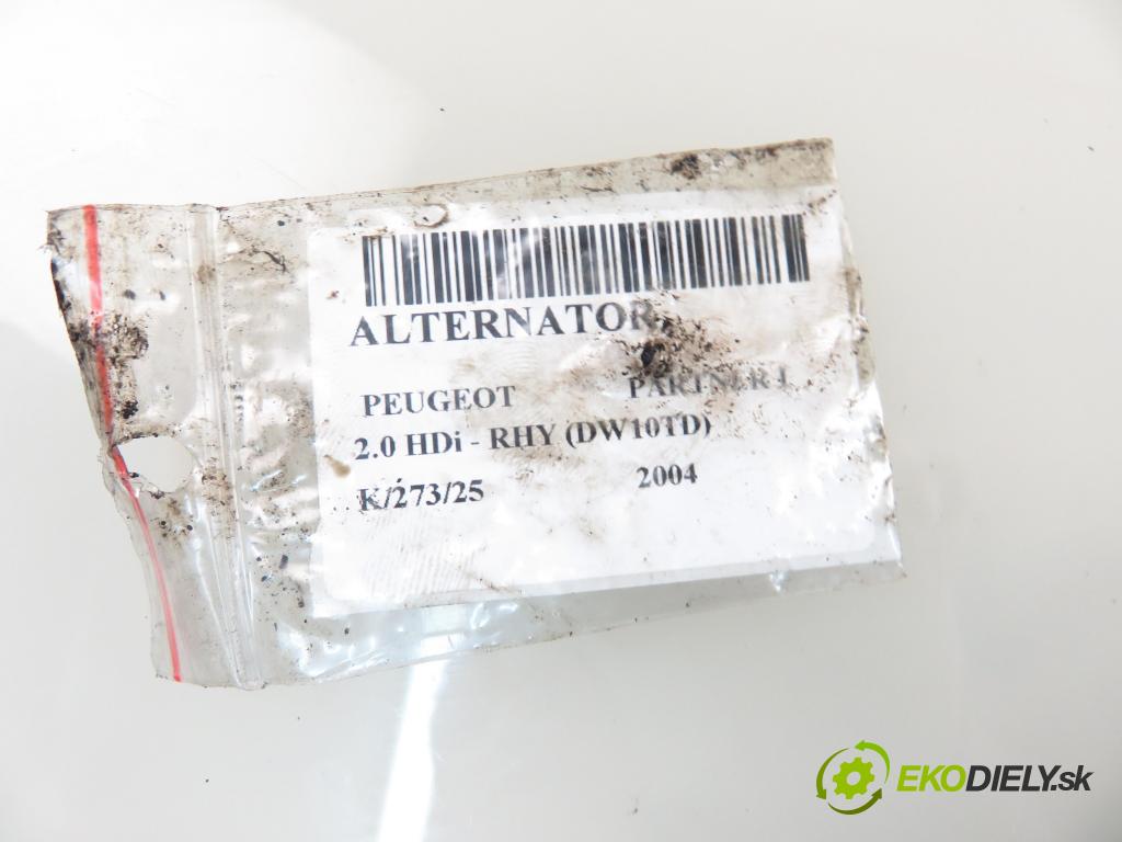 PEUGEOT PARTNER Skrzynia (5_, G_) FURGON 2004 66,00 2.0 HDi - RHY (DW10TD) 1997,00 Alternátor 9646477580 ; 0124525034 (Alternátor)