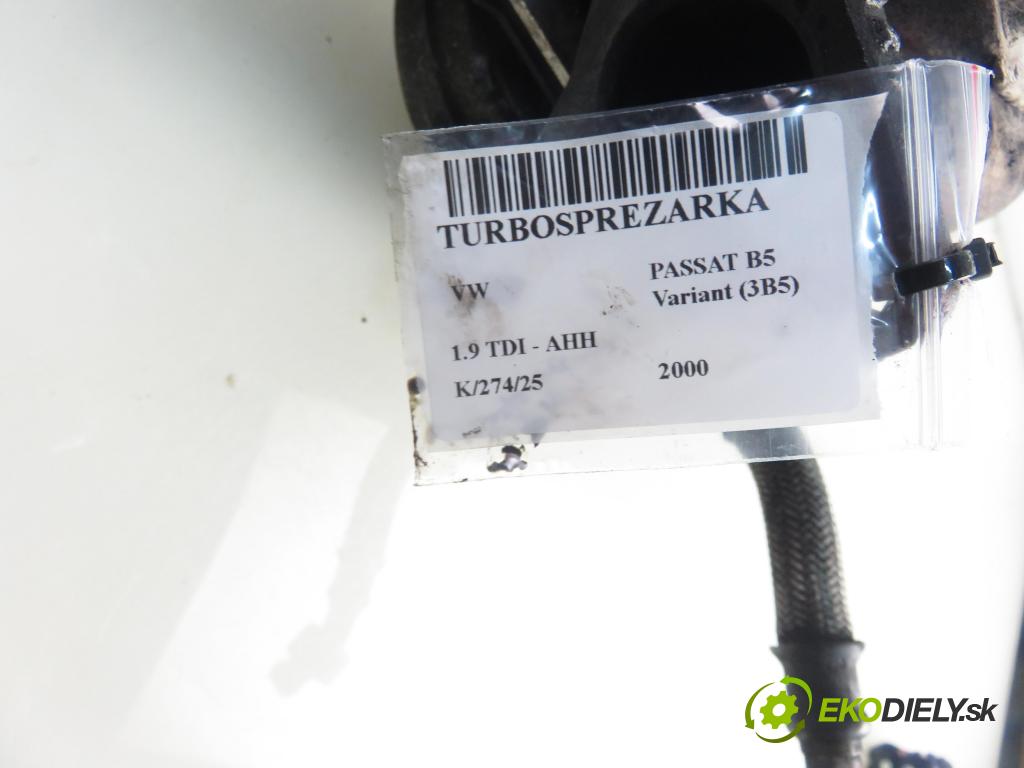 VW PASSAT B5 Variant (3B5) KOMBI 2000 66,00 1.9 TDI - AHH 1896,00 RYCHLONABÍJEČKA: 028145702H (Turbodúchadla (kompletní))