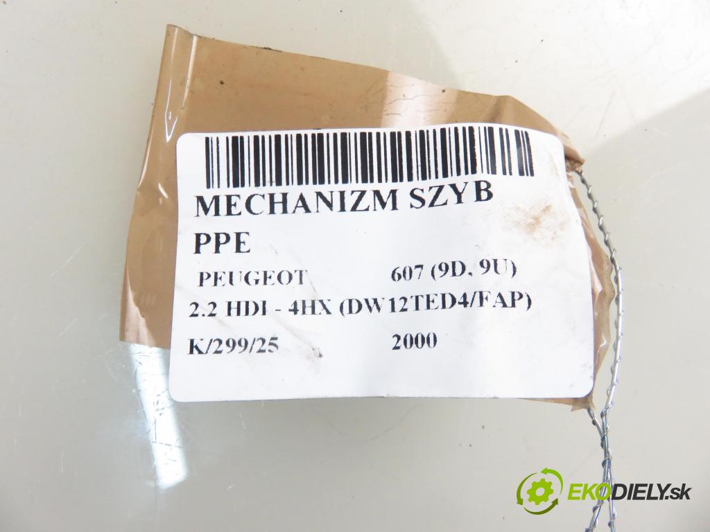 PEUGEOT 607 (9D, 9U) SEDAN 2000 98,00 2.2 HDI - 4HX (DW12TED4/FAP) 2179,00 mechanismus oken PPE 9650734880