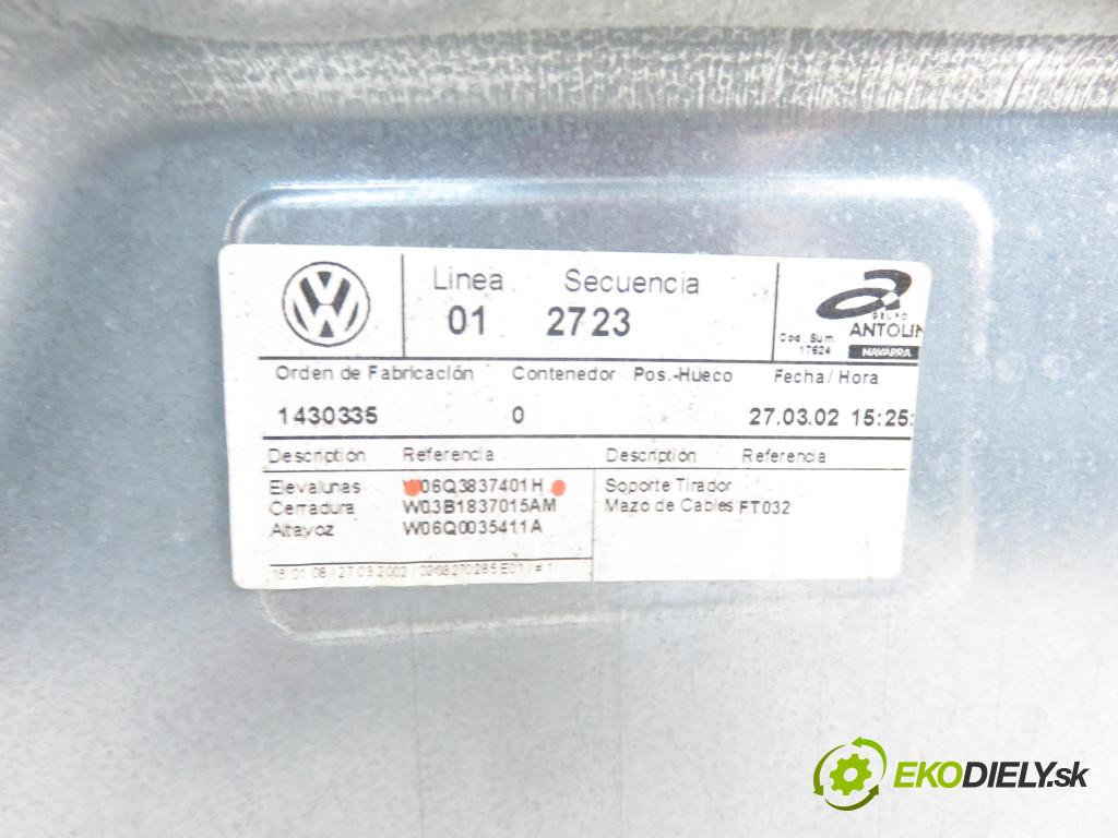 VW POLO (9N_) HB 2001 47,00 1.2 12V 64 - AZQ 1198,00 mechanismus oken 6Q3837401H ; 6Q2959802A