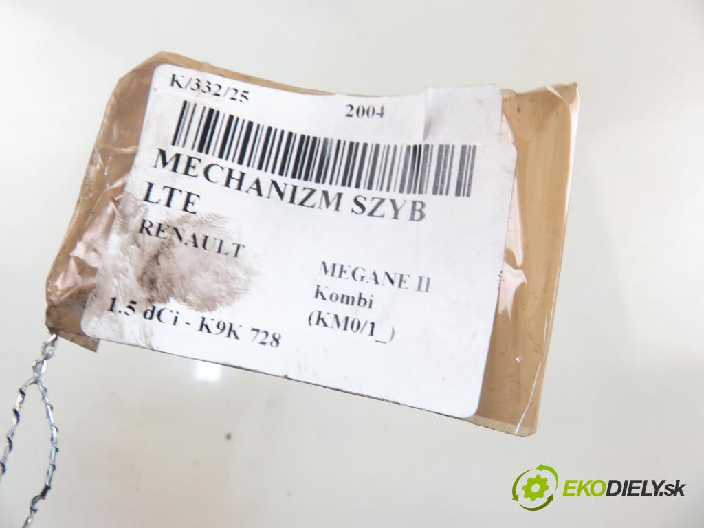 RENAULT MEGANE II Kombi (KM0/1_) KOMBI 2004 0,00 1.5 dCi - K9K 728 1461,00 mechanismus oken LTE