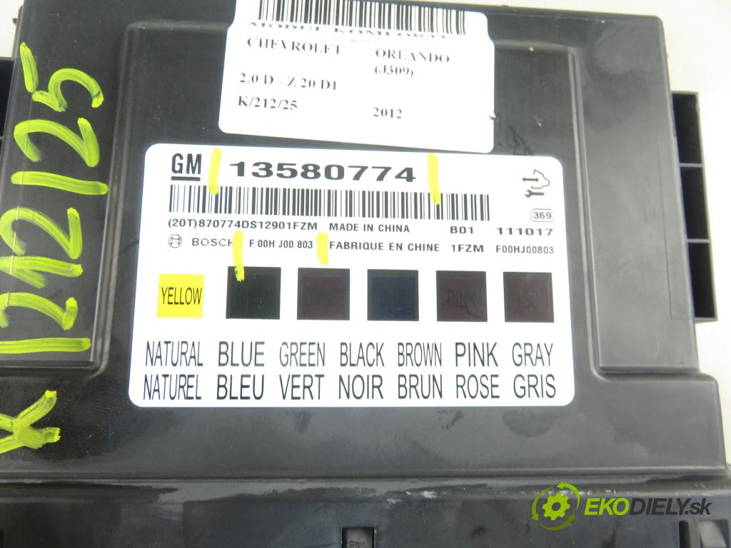 CHEVROLET ORLANDO (J309) MINIVAN 2012 120,00 2.0 D VCDi 163 - Z 20 D1 (LNP) 1998,00 MODUL komfortu 13580774 ; F00HJ00803
