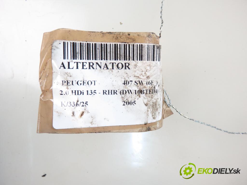 PEUGEOT 407 SW (6E_) KOMBI 2005 100,00 2.0 HDi 135 - RHR 1997,00 Alternátor 9654752880 ; A0D4TJ0084C (Alternátor)