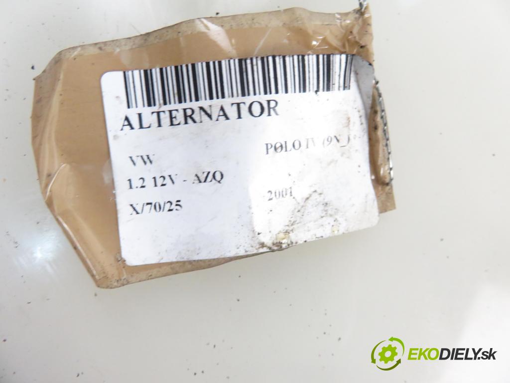 VW POLO (9N_) HB 2001 47,00 1.2 12V 64 - AZQ 1198,00 Alternátor 03D903025H (Alternátor)