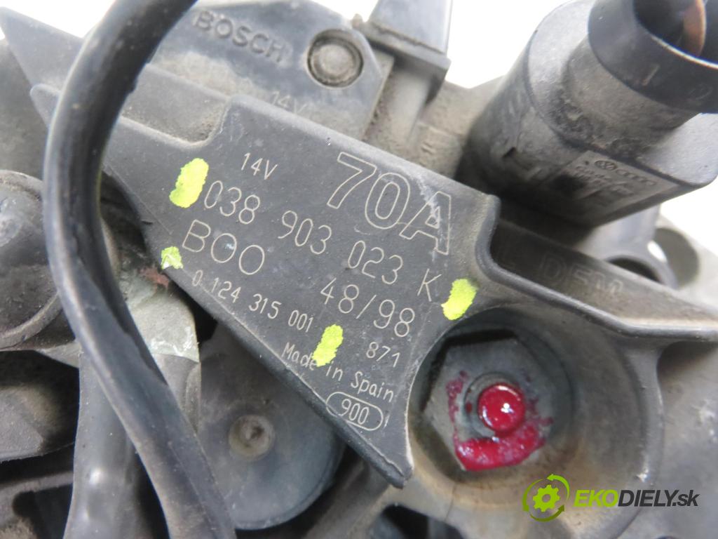 VW POLO (9N_) HB 2003 55,00 1.4 TDI PD 75 - AMF 1422,00 Alternátor 038903023K ; 0124315001 (Alternátor)