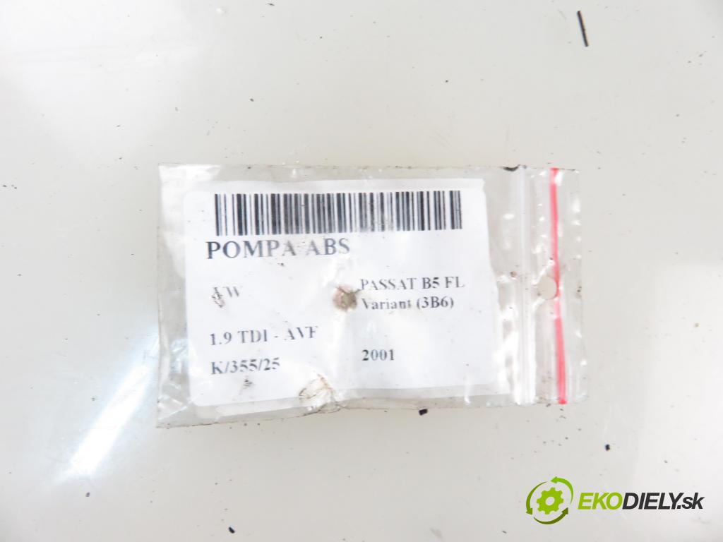 VW PASSAT B5.5 Variant (3B6) KOMBI 2001 96,00 1.9 TDI PD 130 - AVF 1896,00 Pumpa ABS 0265202401 ; 8E0614111T (Pumpa ABS)