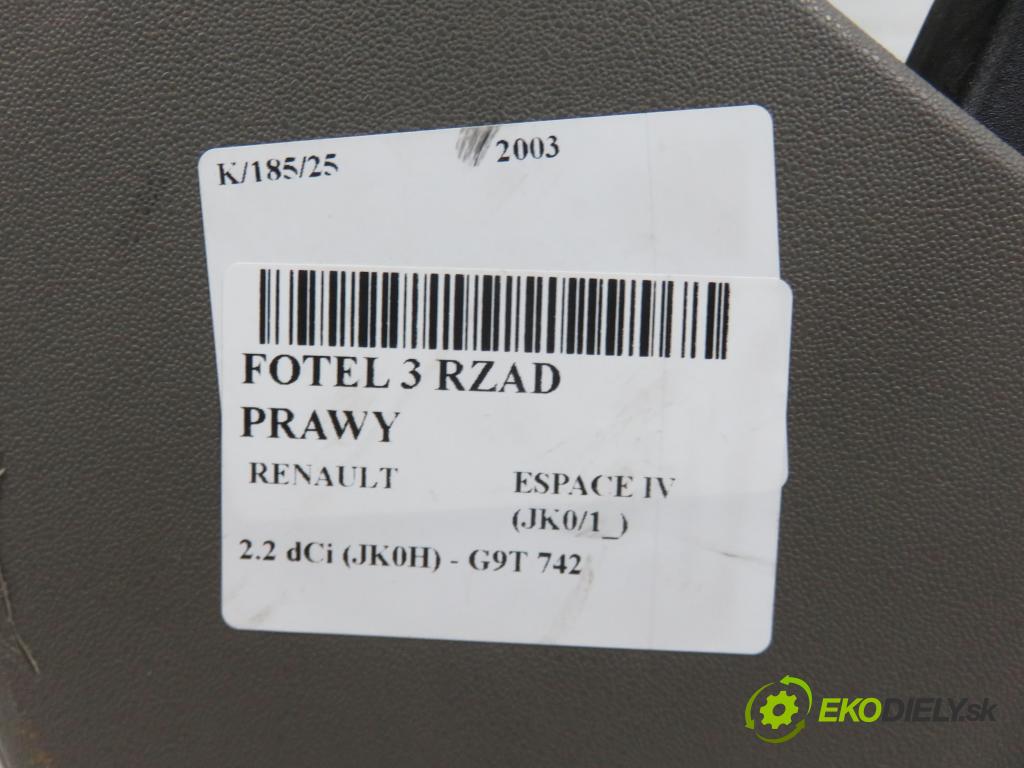 RENAULT ESPACE IV (JK0/1_) MINIVAN 2003 110,00 2.2 dCi (JK0H) 150 - G9T 742 2188,00 Sedadlo 3 rad pravy