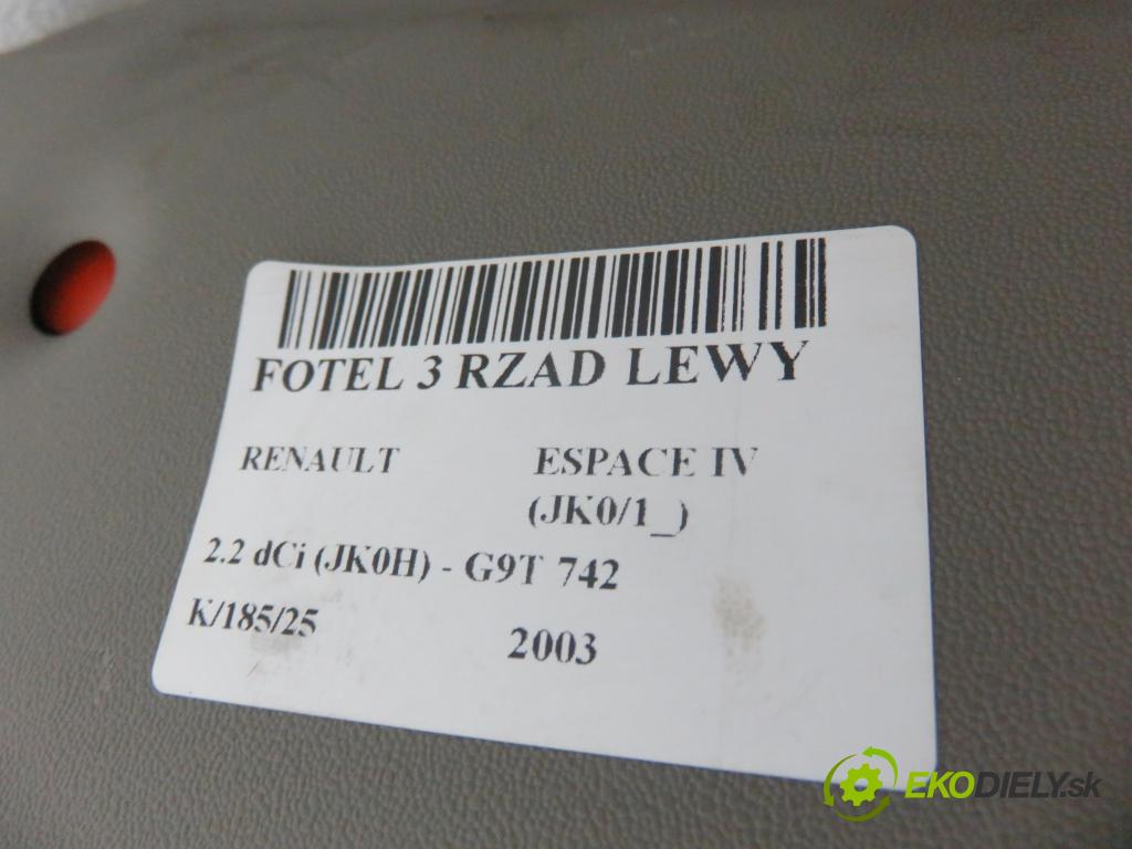 RENAULT ESPACE IV (JK0/1_) MINIVAN 2003 110,00 2.2 dCi (JK0H) 150 - G9T 742 2188,00 Sedadlo 3 rad ľavy