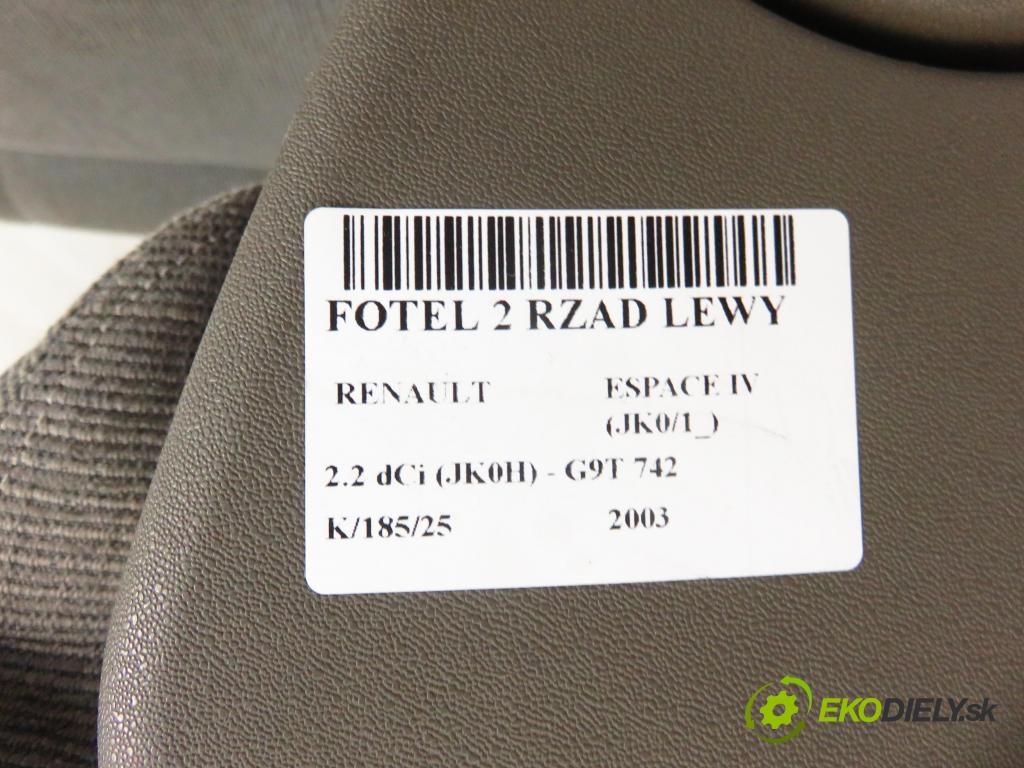 RENAULT ESPACE IV (JK0/1_) MINIVAN 2003 110,00 2.2 dCi (JK0H) 150 - G9T 742 2188,00 Sedadlo 2 rad ľavy