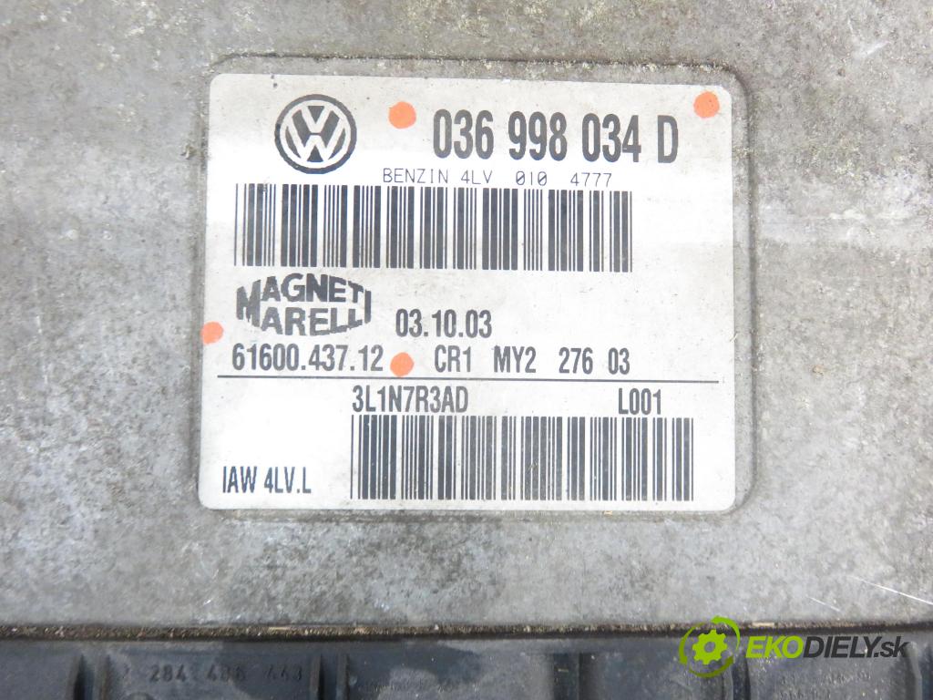 VW POLO (6N2) HB 2001 55,00 1.4 16V - AUA 1390,00 Riadiaca jednotka Motor 036998034D ; 6160043712
