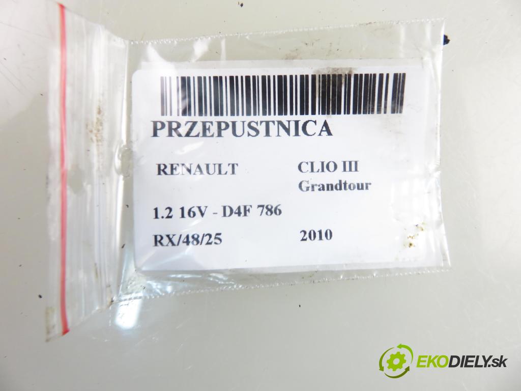 RENAULT CLIO III Grandtour (KR0/1_) KOMBI 2010 76,00 1.2 16V TCE - D4F 786 1149,00 Škrtiaca klapka 8200570865D ; 8200578645 (Škrtiaca klapka)