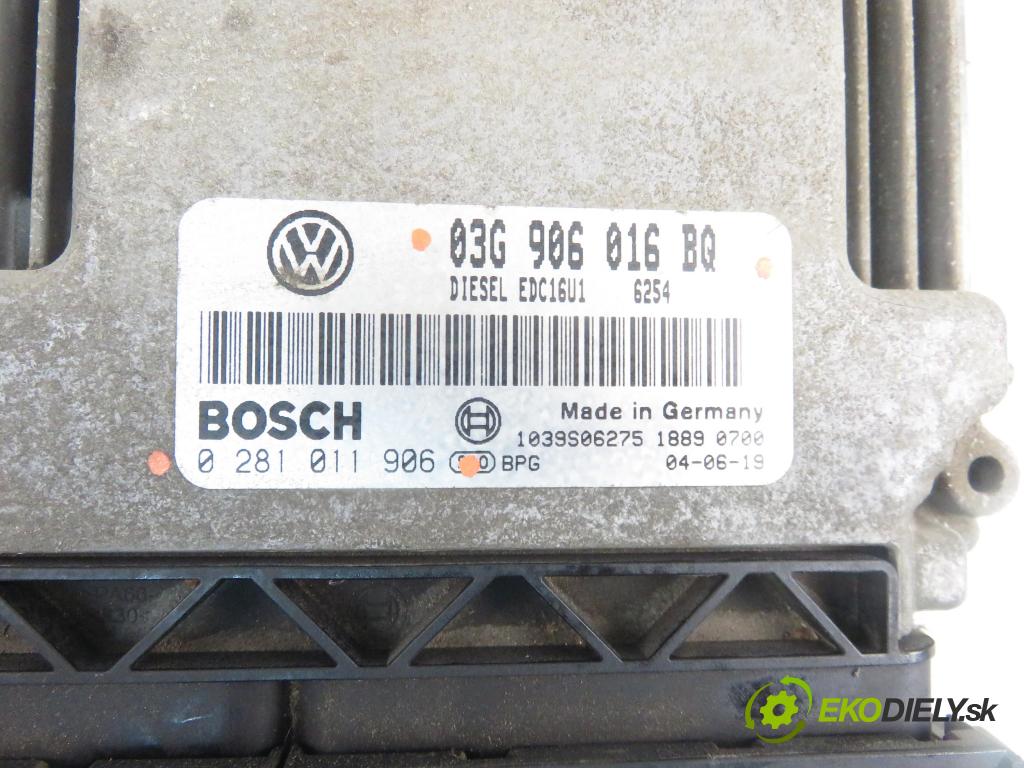 VW TOURAN (1T1, 1T2) MINIVAN 2005 103,00 2.0 TDI 16V 140 - BKD 1968,00 Riadiaca jednotka Motor 03G906016BQ ; 0281011906
