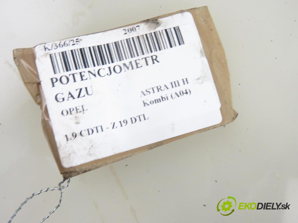 OPEL ASTRA H Kombi (A04) KOMBI 2007 74,00 1.9 CDTI - Z 19 DTL 1910,00 Potenciometer plynu 9157998BK ; 6PV00811200 (Pedál)