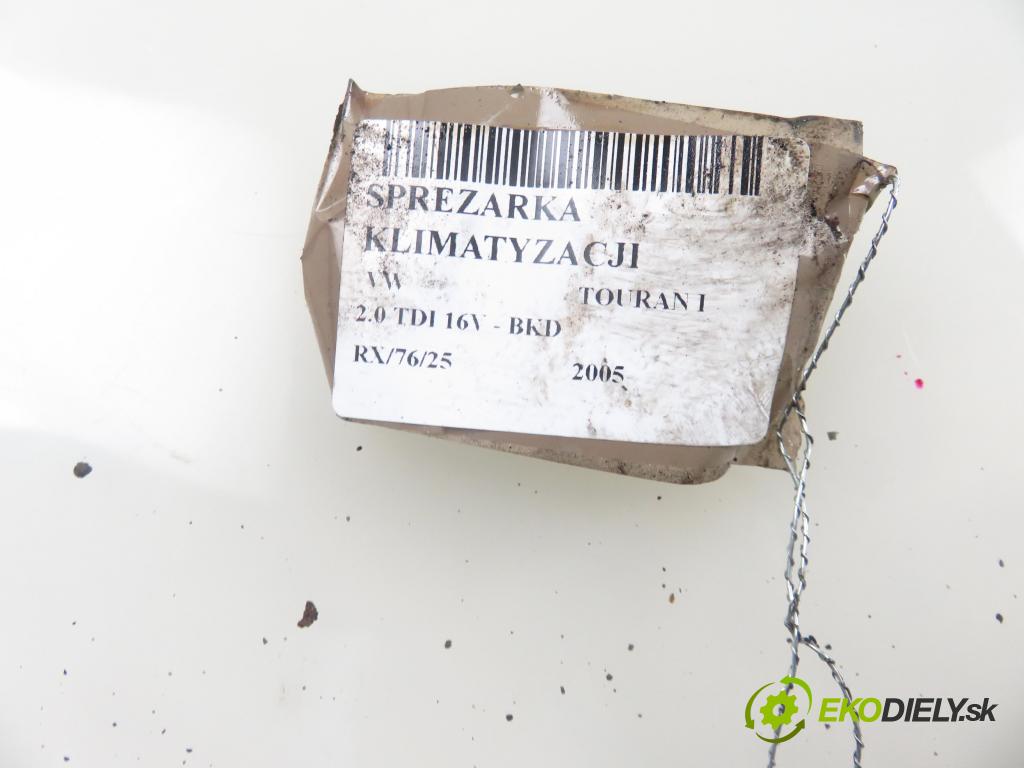 VW TOURAN (1T1, 1T2) MINIVAN 2005 103,00 2.0 TDI 16V 140 - BKD 1968,00 KOMPRESOR: klimatizácie 1K0820803G (Kompresor klimatizácie)