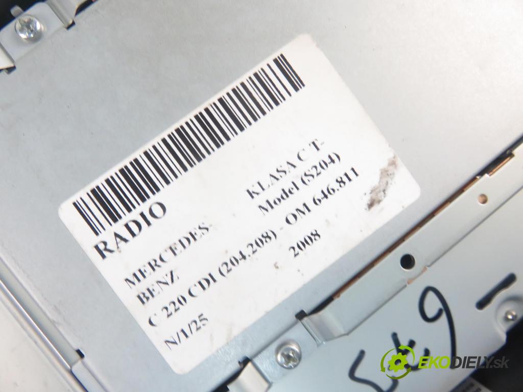 MERCEDES-BENZ KLASA C T-Model (S204) KOMBI 2008 125,00 C 220 CDI (204.208) 170 - OM 646.811 2148,00 RADIO CD 2048703896 ; 2048706789 ; 0024426860