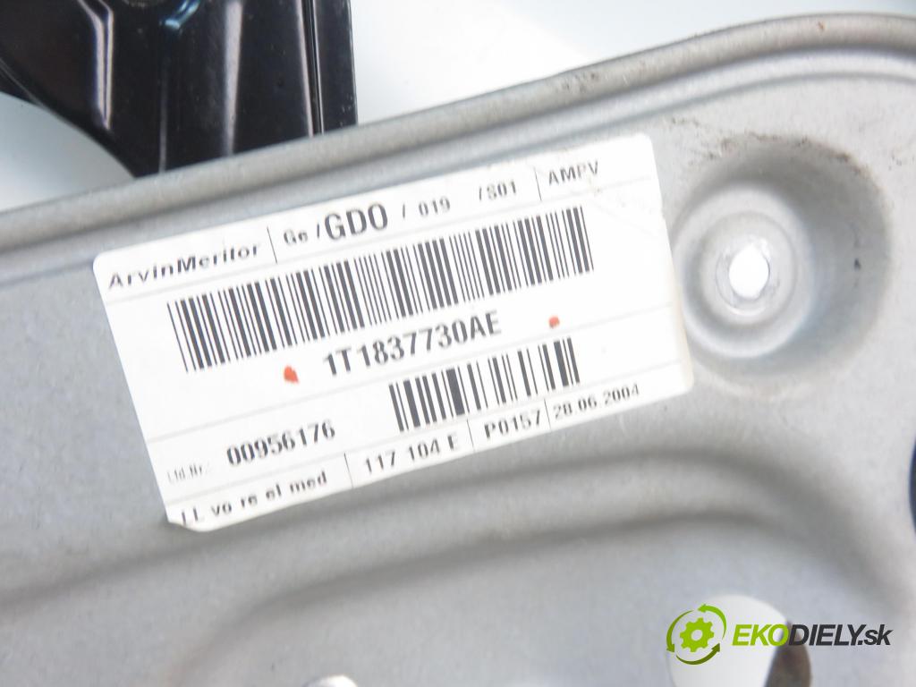 VW TOURAN (1T1, 1T2) MINIVAN 2005 103,00 2.0 TDI 16V 140 - BKD 1968,00 mechanismus oken PPE 1T1837730AE ; 1K0959792C