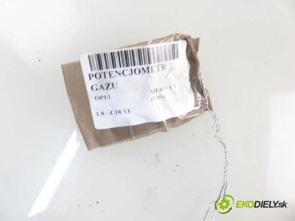 OPEL MERIVA A nadwozie wielkoprzestrzenne (MPV) (X03) HB 2005 92,00 1.8 - Z 18 XE 1796,00 Potenciometer plynu 93361478DD ; 6PV00811003 (Pedál)