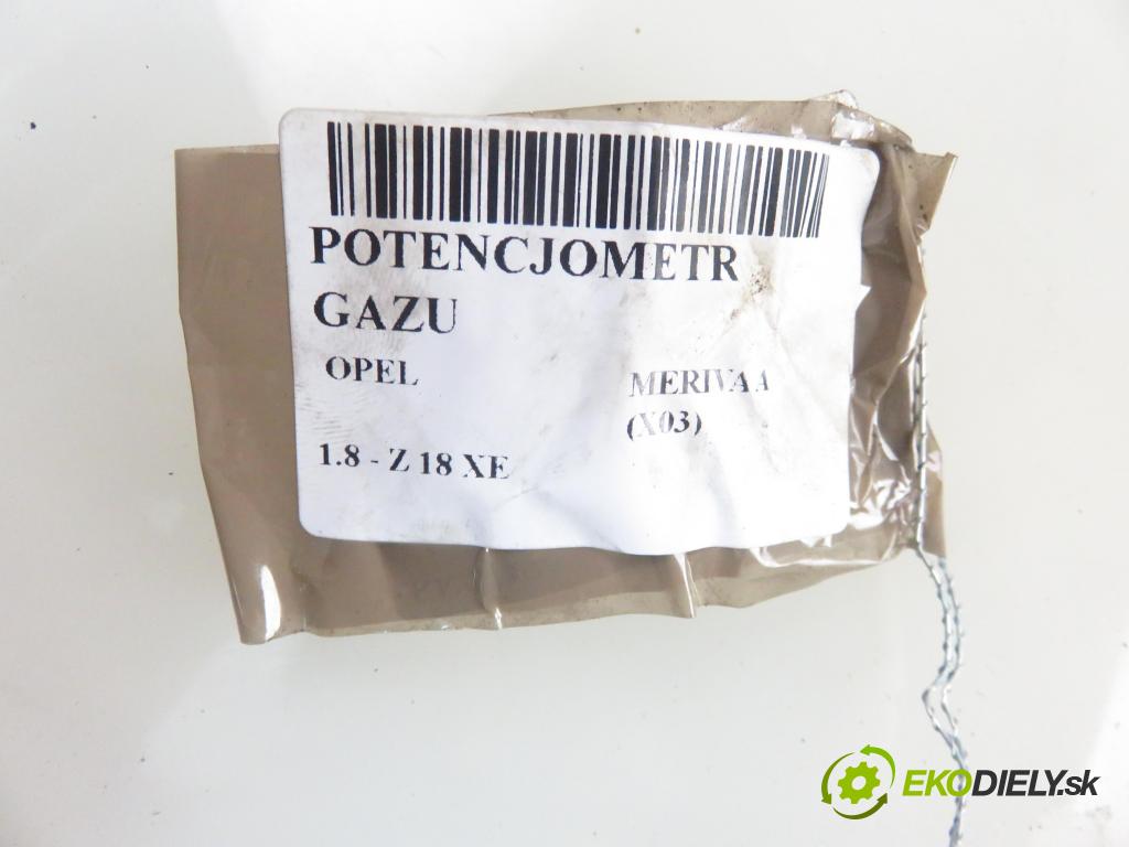 OPEL MERIVA A nadwozie wielkoprzestrzenne (MPV) (X03) HB 2005 92,00 1.8 - Z 18 XE 1796,00 Potenciometer plynu 93361478DD ; 6PV00811003 (Pedál)