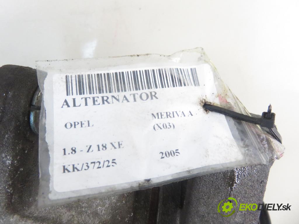 OPEL MERIVA A nadwozie wielkoprzestrzenne (MPV) (X03) HB 2005 92,00 1.8 - Z 18 XE 1796,00 Alternátor 0124125022 ; 55556070 (Alternátor)