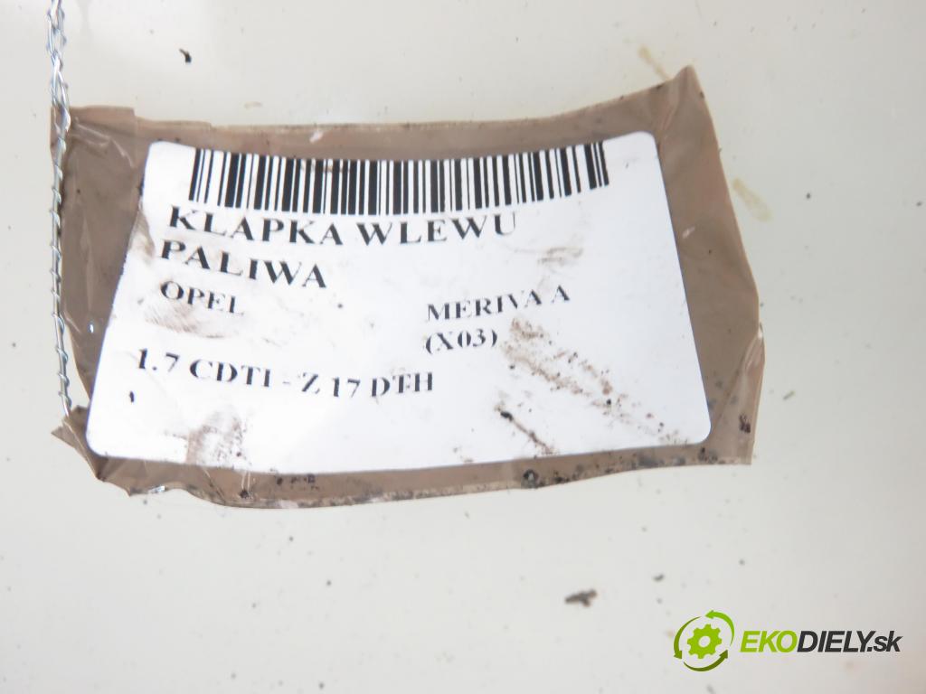 OPEL MERIVA A nadwozie wielkoprzestrzenne (MPV) (X03) HB 2004 74,00 1.7 CDTI 100 - Z 17 DTH 1686,00 Dvierka nádrže paliva 468435664 (Ostatné)