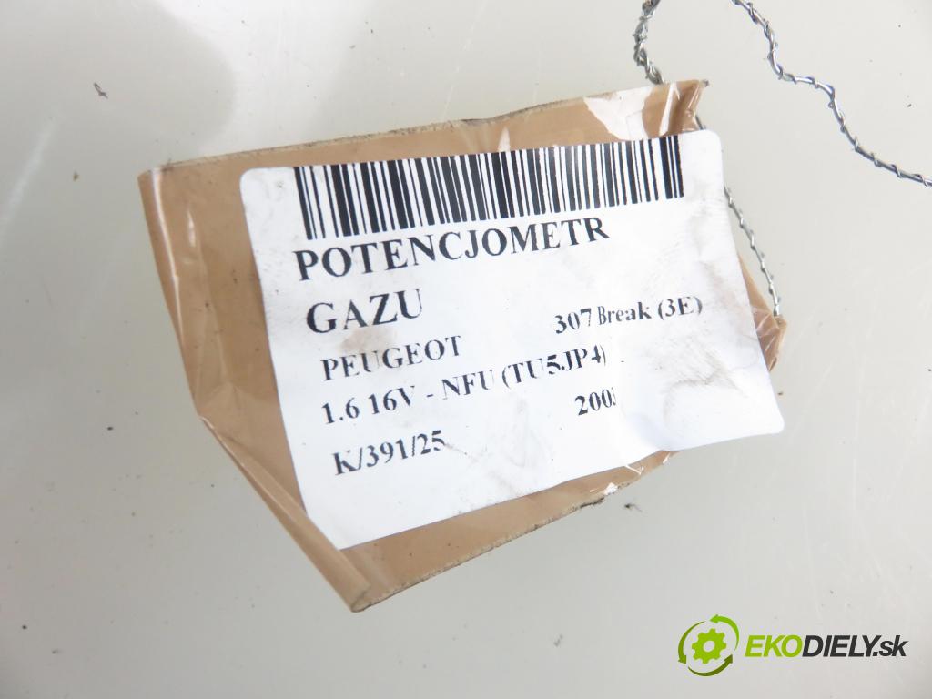 PEUGEOT 307 Break (3E) KOMBI 2003 80,00 1.6 16V - NFU (TU5JP4) 1587,00 Potenciometer plynu 0280752251 ; 9646702180 (Pedál)