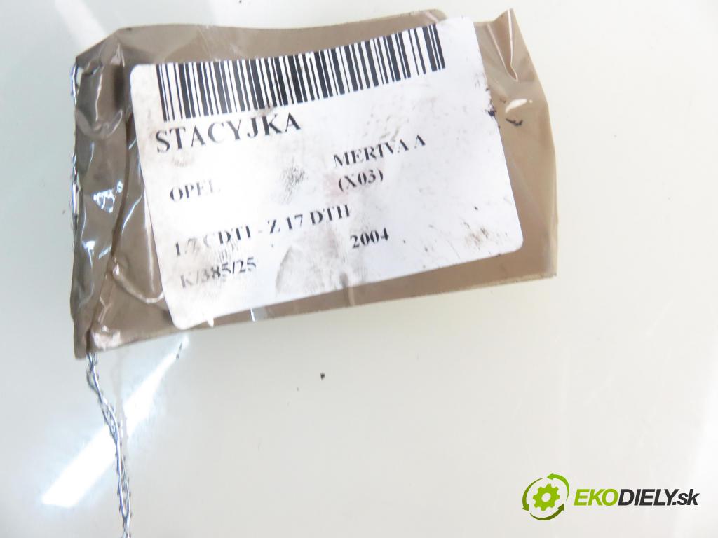 OPEL MERIVA A nadwozie wielkoprzestrzenne (MPV) (X03) HB 2004 74,00 1.7 CDTI 100 - Z 17 DTH 1686,00 spinačka 90589313 (Spínacia skrinka a kľúč)
