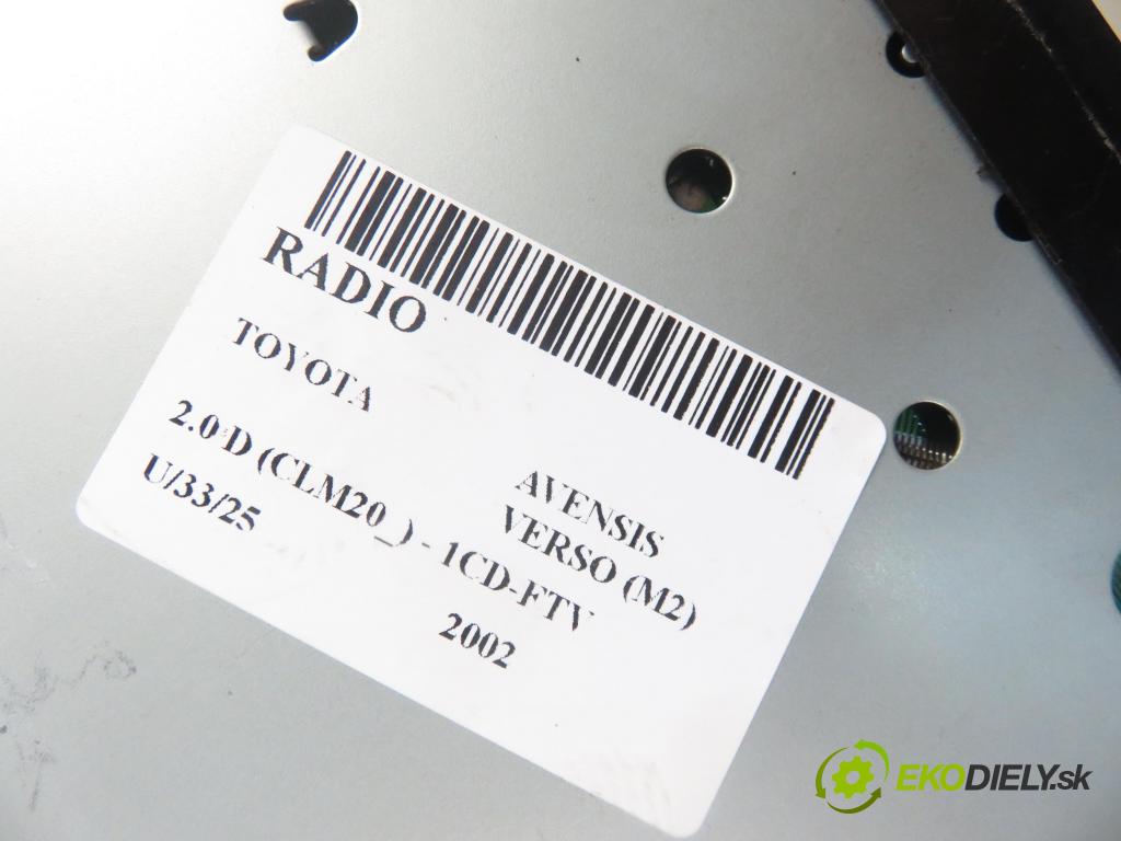 TOYOTA AVENSIS VERSO (_M2_) MINIVAN 2002 85,00 2.0 D (CLM20_) - 1CD-FTV 1995,00 RADIO CD 8612044080