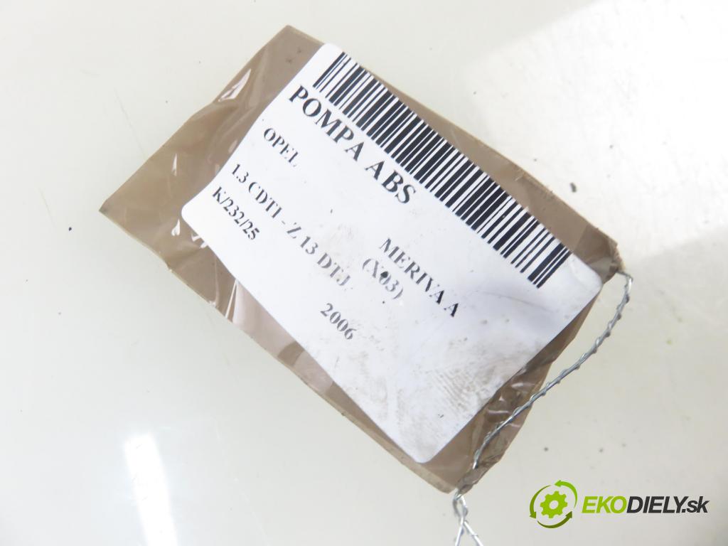 OPEL MERIVA A nadwozie wielkoprzestrzenne (MPV) (X03) MINIVAN 2006 55,00 1.3 CDTI - Z 13 DTJ 1248,00 Pumpa ABS 0265950475 ; 0265234039 (Pumpa ABS)