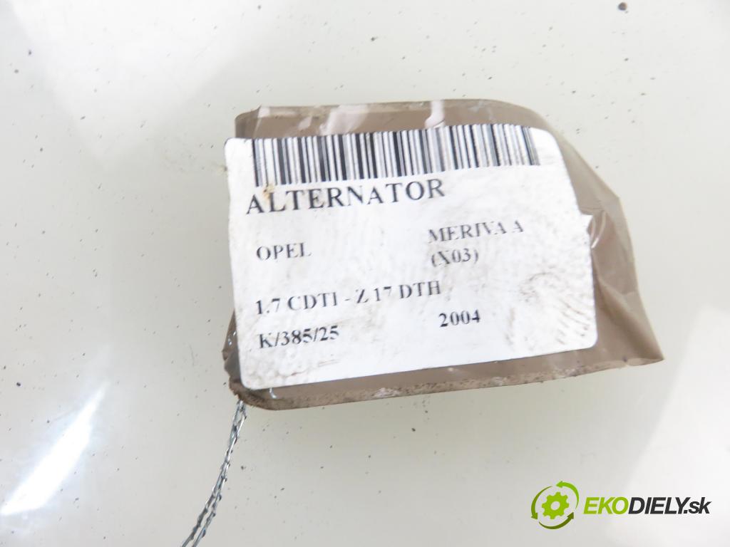 OPEL MERIVA A nadwozie wielkoprzestrzenne (MPV) (X03) HB 2004 74,00 1.7 CDTI 100 - Z 17 DTH 1686,00 Alternátor (Alternátor)