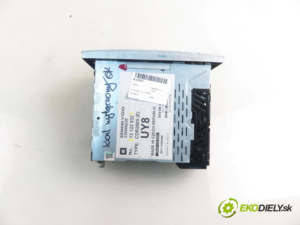 OPEL MERIVA A nadwozie wielkoprzestrzenne (MPV) (X03) HB 2004 74,00 1.7 CDTI 100 - Z 17 DTH 1686,00 RADIO CD 13122932